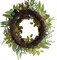 22 Inch Summer Floral Wreath for Front Door, Sunflower and Daisy with Eucalyptus Leaves,Mixed Flower,Fairy Lights,Artificial Wreath for Front Door Summer Outdoor Home Decor Summer Decor